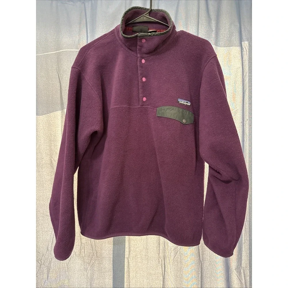 Vintage Patagonia Synchilla Snap-T Purple Green Fleece Pullover Men's S